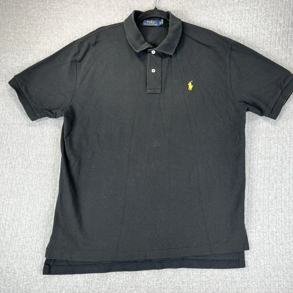 Polo Ralph Lauren Men's Black shirt XL Yellow pony short sleeve golf relaxed fit